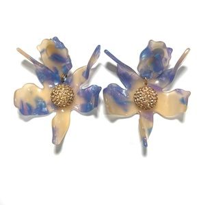 Lele Sadoughi Crystal Lily Earrings in pink and blue colors